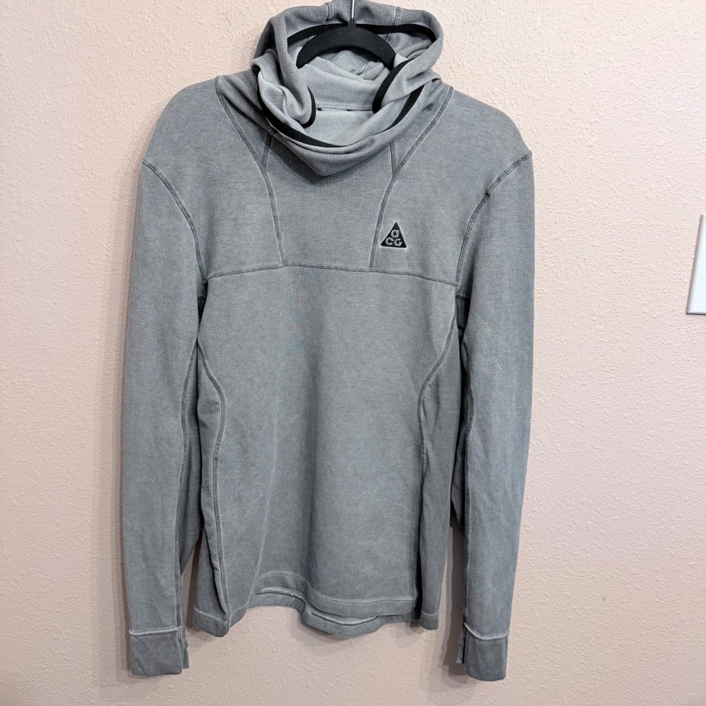 Nike ACG Dri-FIT ADV Steeple Rock Hoodie Grey Waffle Knit Scuba Small DH3091-077